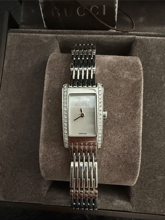 Gucci Accessories - Gucci Silver Women's Diamond-Trim Rectangular Bracelet Watch